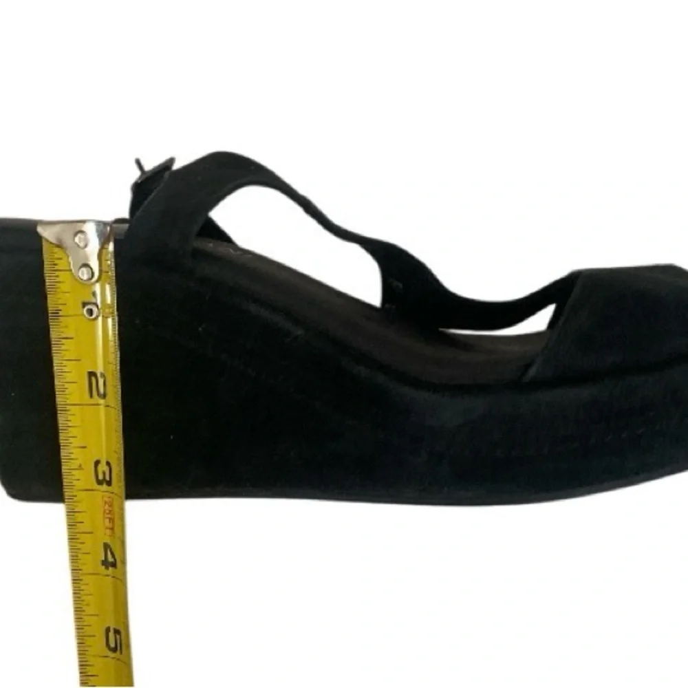 Cordani Calzature Black Suede T-Strap Wedge Sandal size 9